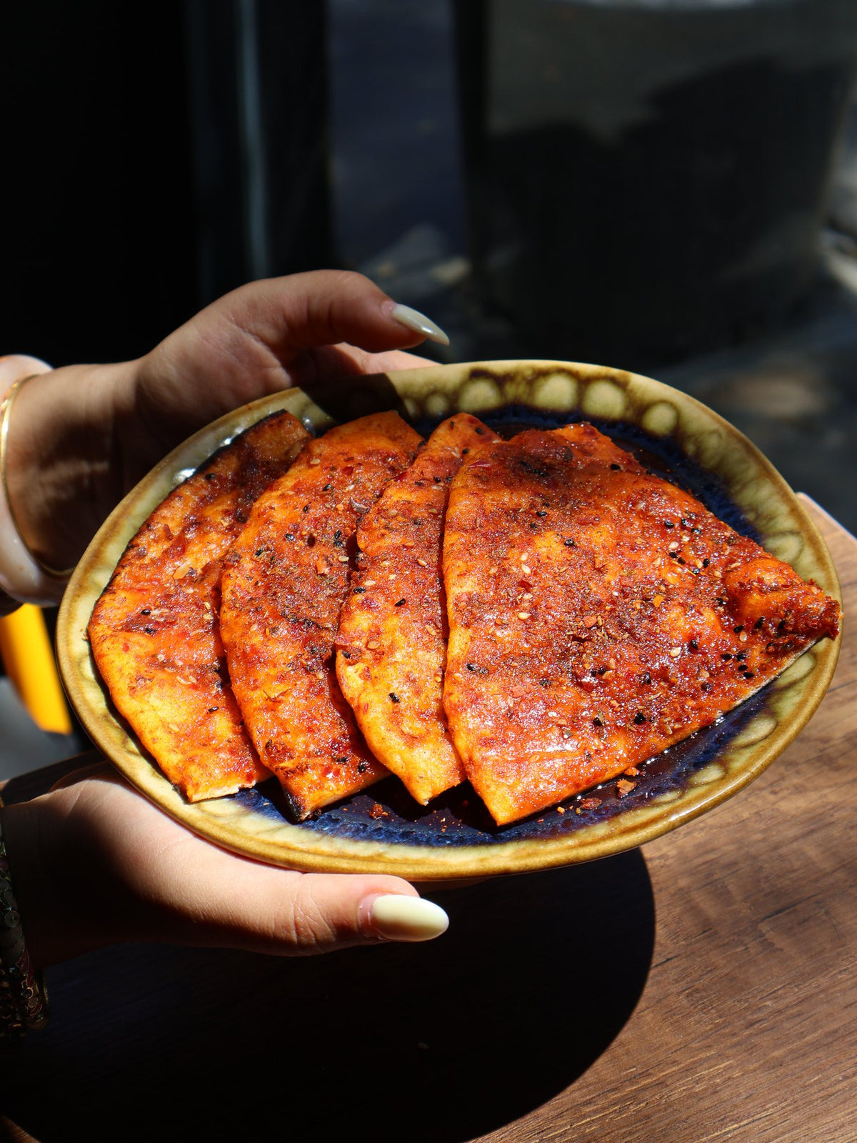 Biberli ekmek yakın çekim